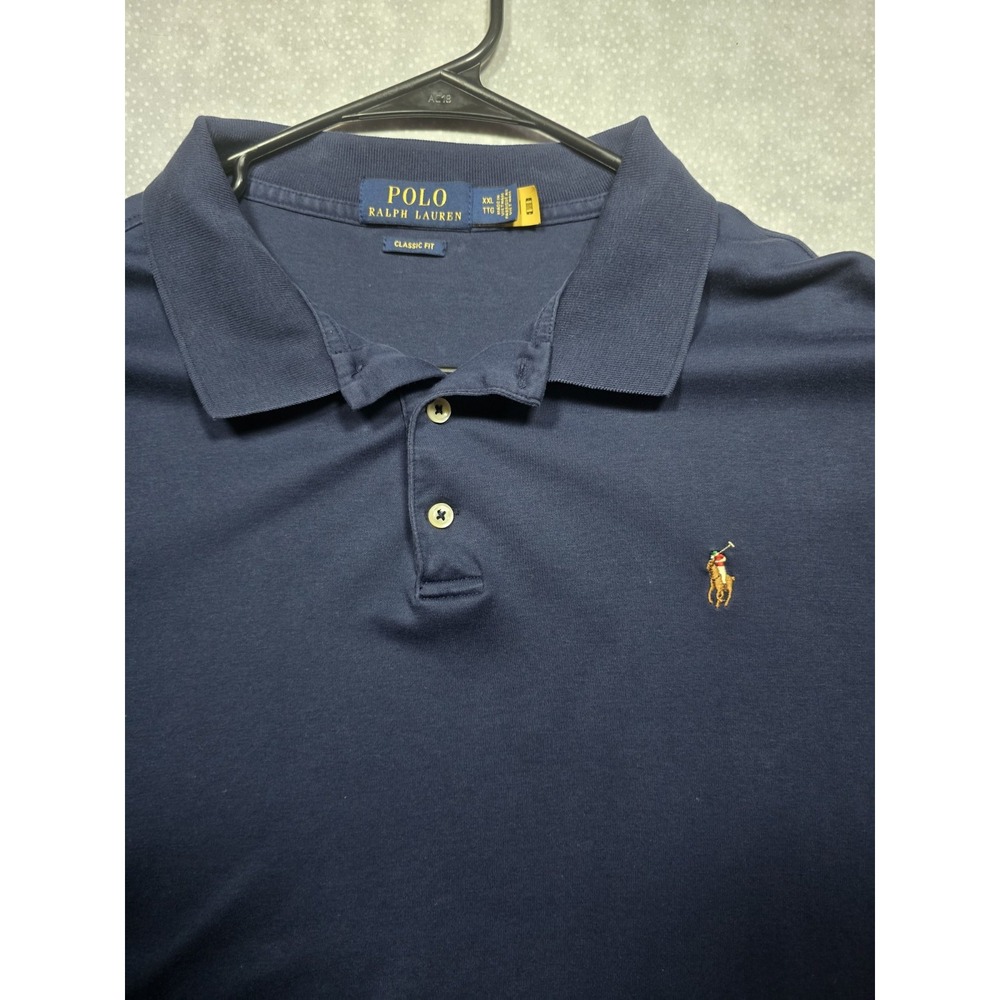 Polo Ralph Lauren Classic Fit 100% Cotton Navy Blue Men's XXL Horse Logo Polo